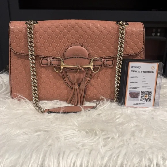 Gucci Pink Leather medium Microguccissima Emily Shoulder Bag - Picture 1 of 10
